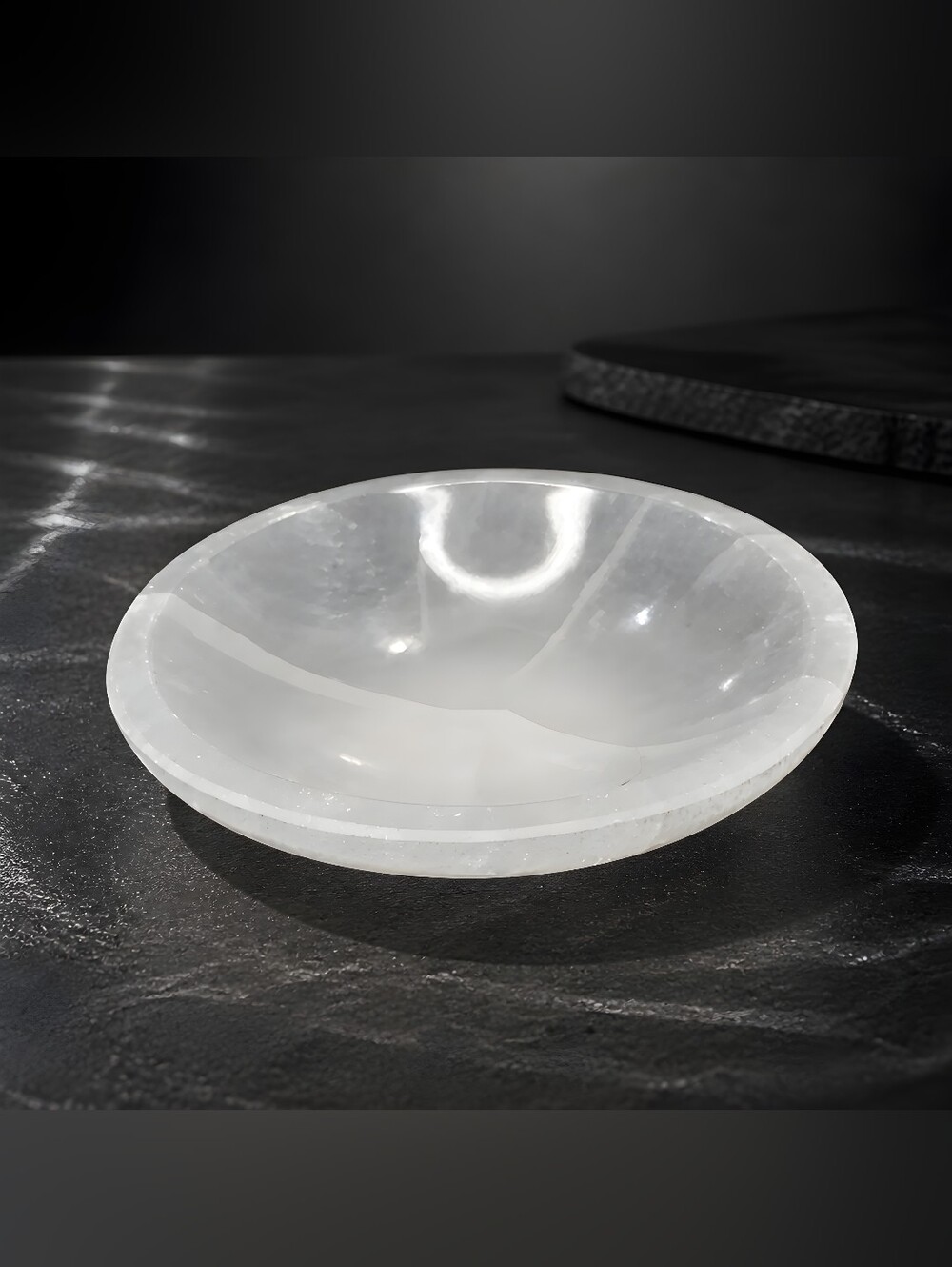White selenite crystal bowl